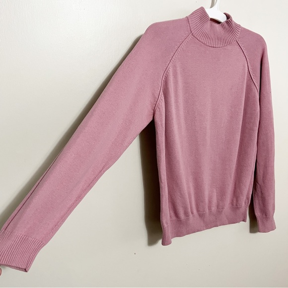 Jeanne Pierre Pink Cotton Mockneck Sweater L - Picture 2 of 7